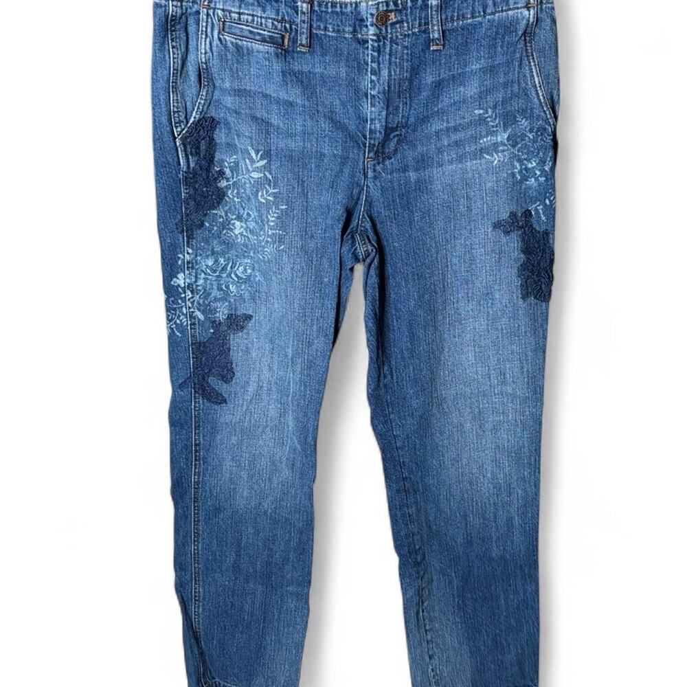 LRL Lauren Jeans Co Ralph Lauren Floral Embroidered Lace Denim Jeans Size 12